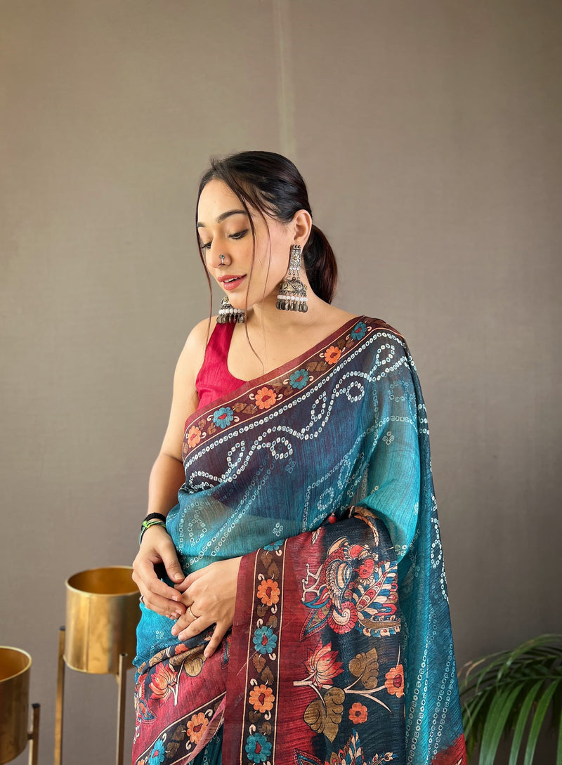 Beautiful Designer Bhargavi Pure Soft Cotton Tussar Silk Saree