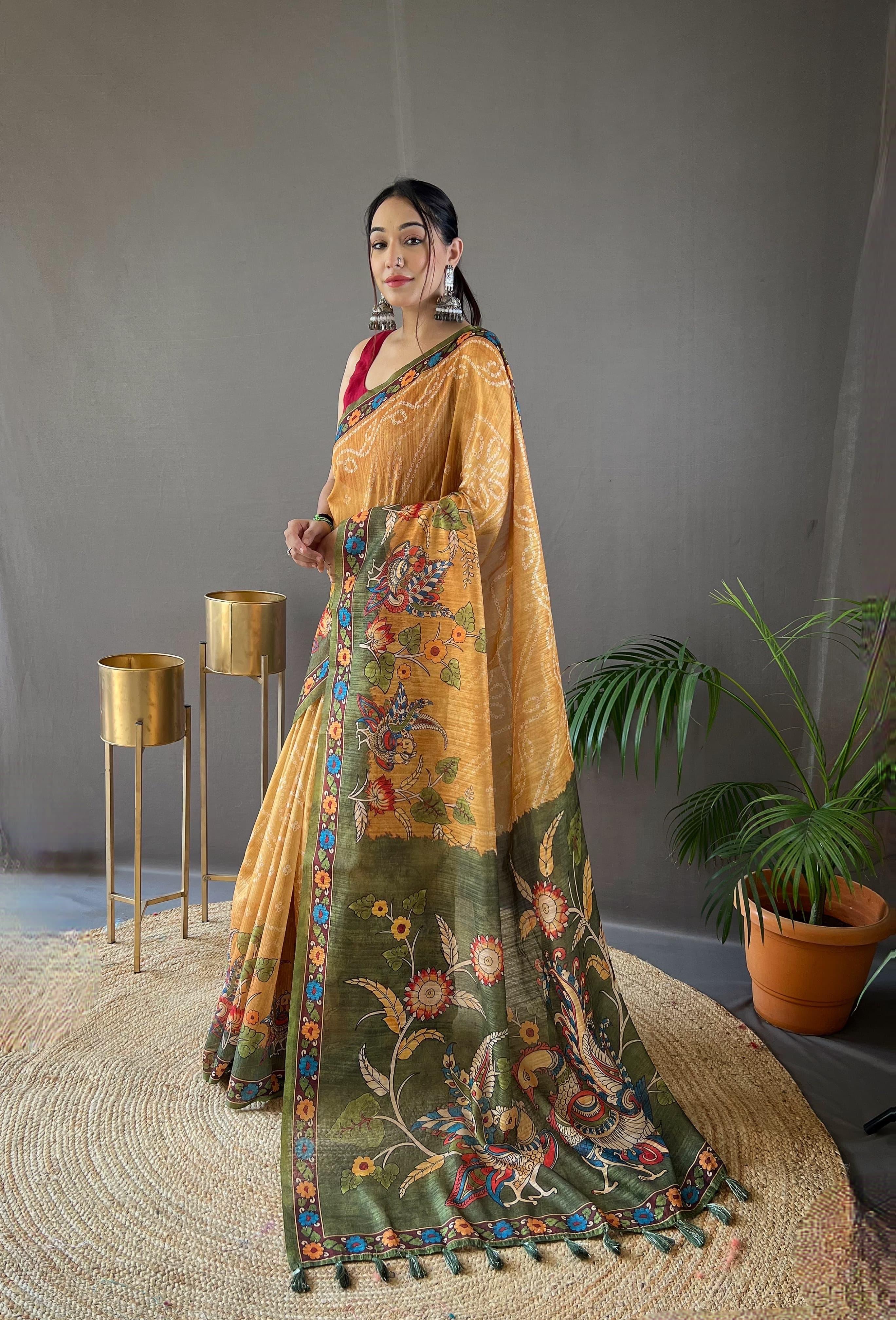 Beautiful Designer Bhargavi Pure Soft Cotton Tussar Silk Saree