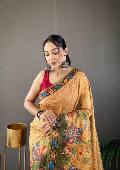 Beautiful Designer Bhargavi Pure Soft Cotton Tussar Silk Saree