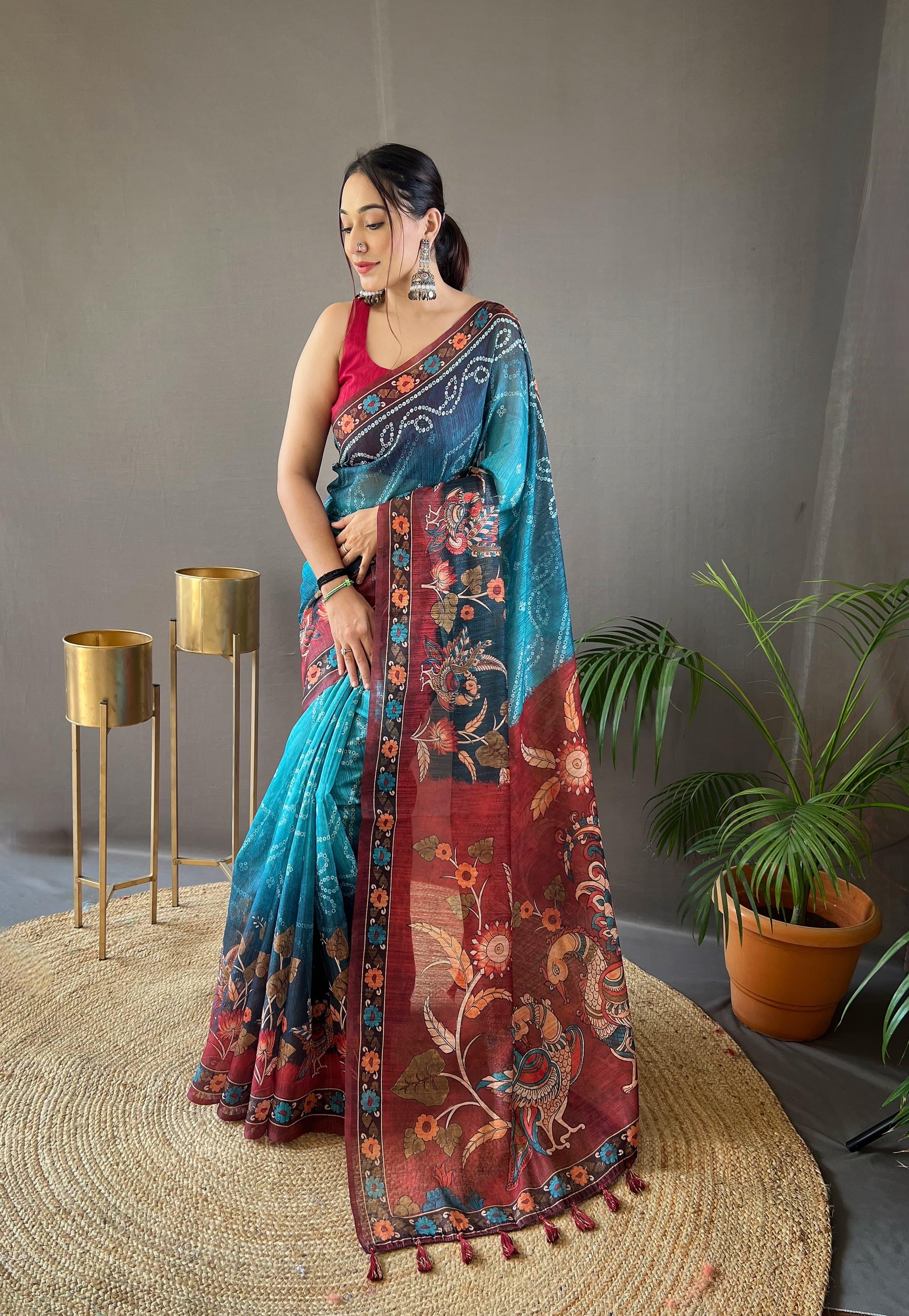 Beautiful Designer Bhargavi Pure Soft Cotton Tussar Silk Saree