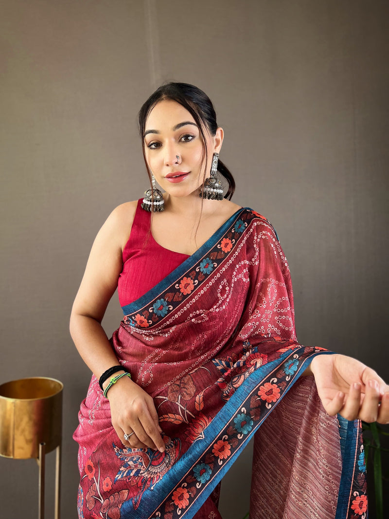 Beautiful Designer Bhargavi Pure Soft Cotton Tussar Silk Saree