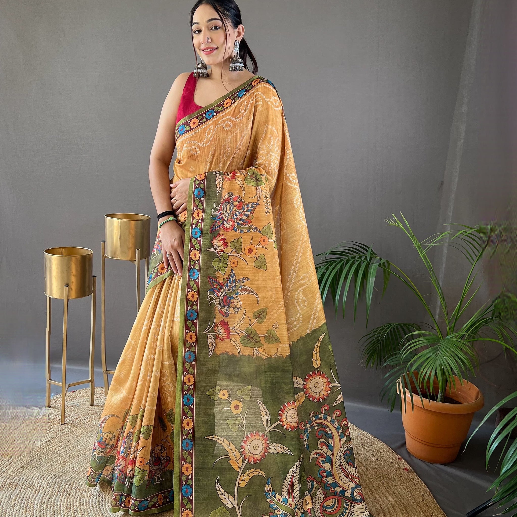 Beautiful Designer Bhargavi Pure Soft Cotton Tussar Silk Saree