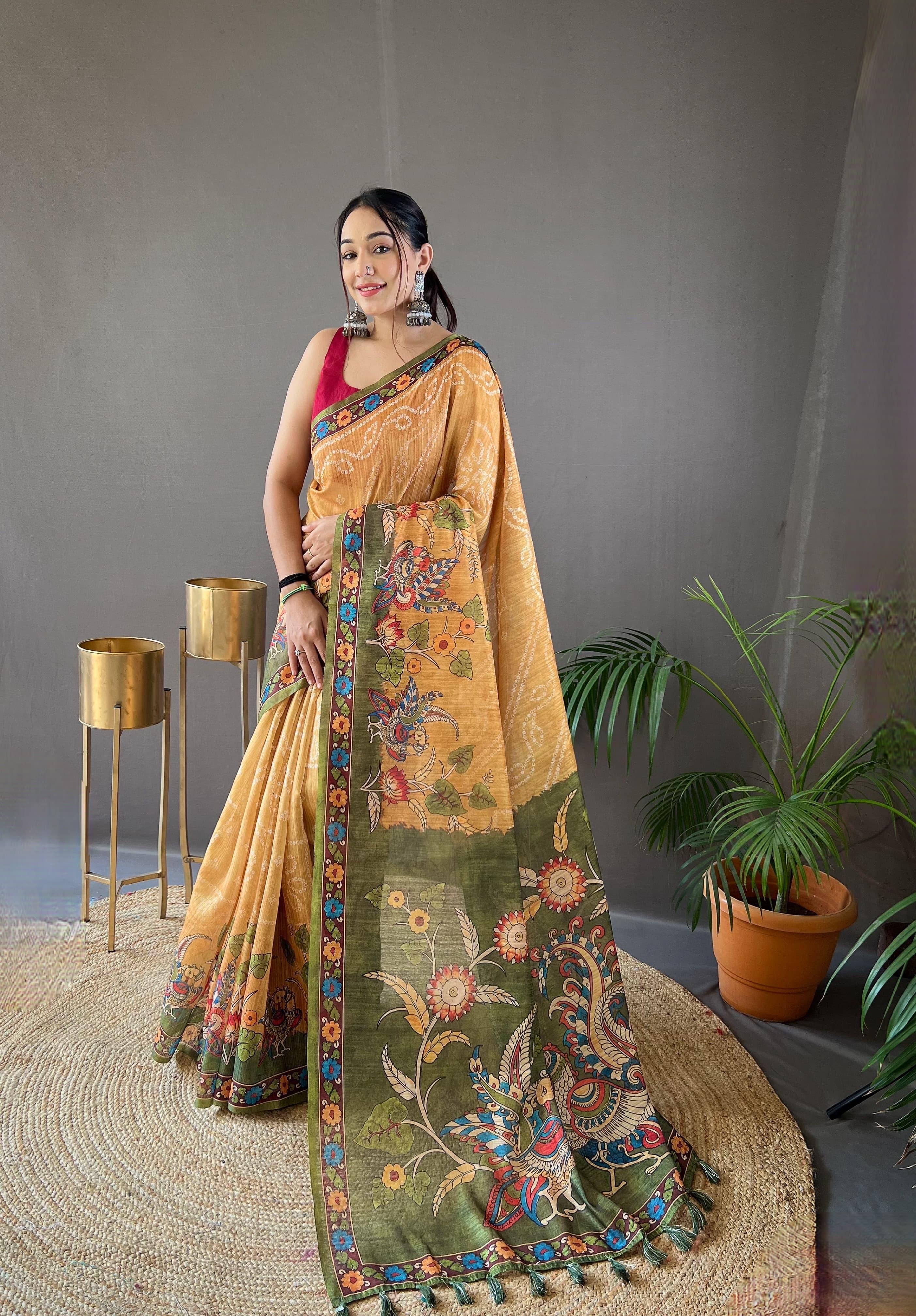 Beautiful Designer Bhargavi Pure Soft Cotton Tussar Silk Saree