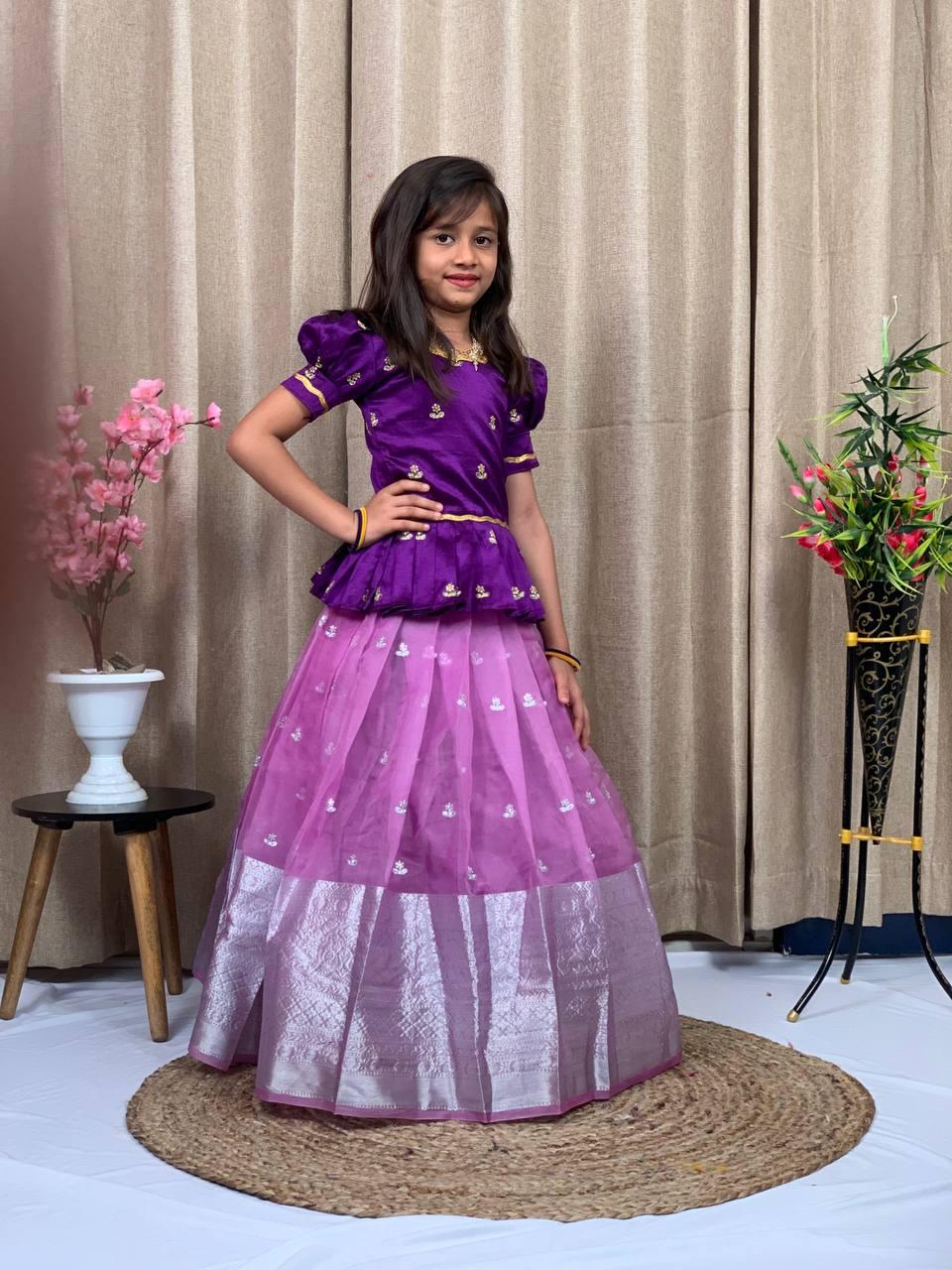 Beautiful Designer Kid's Nylon Silk Lehenga Choli