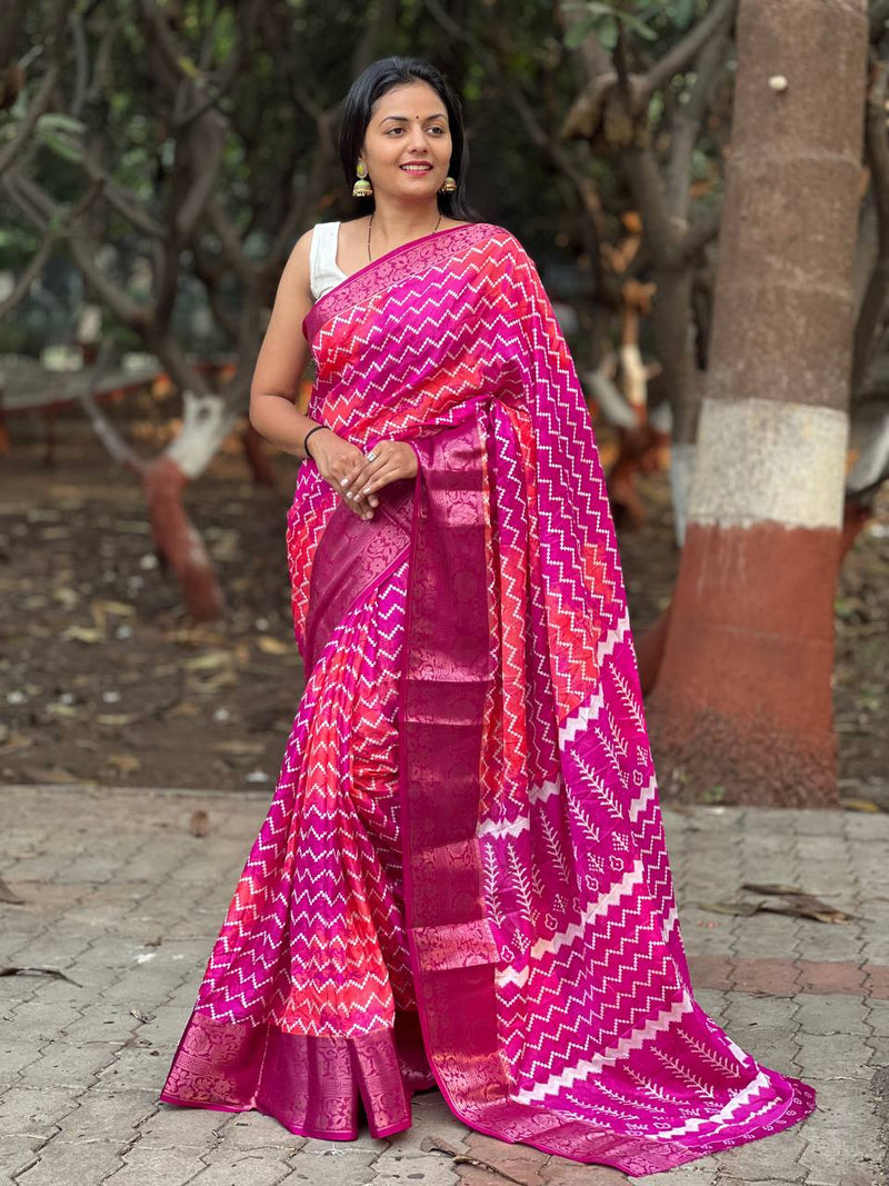 Beautiful Designer Lehariya Dola Silk Saree