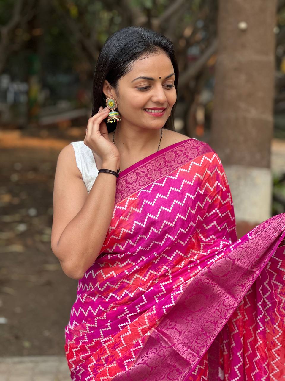 Beautiful Designer Lehariya Dola Silk Saree