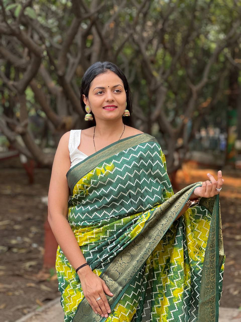 Beautiful Designer Lehariya Dola Silk Saree