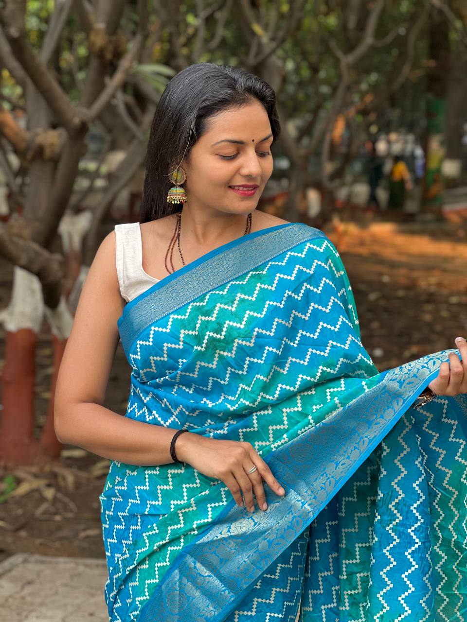 Beautiful Designer Lehariya Dola Silk Saree