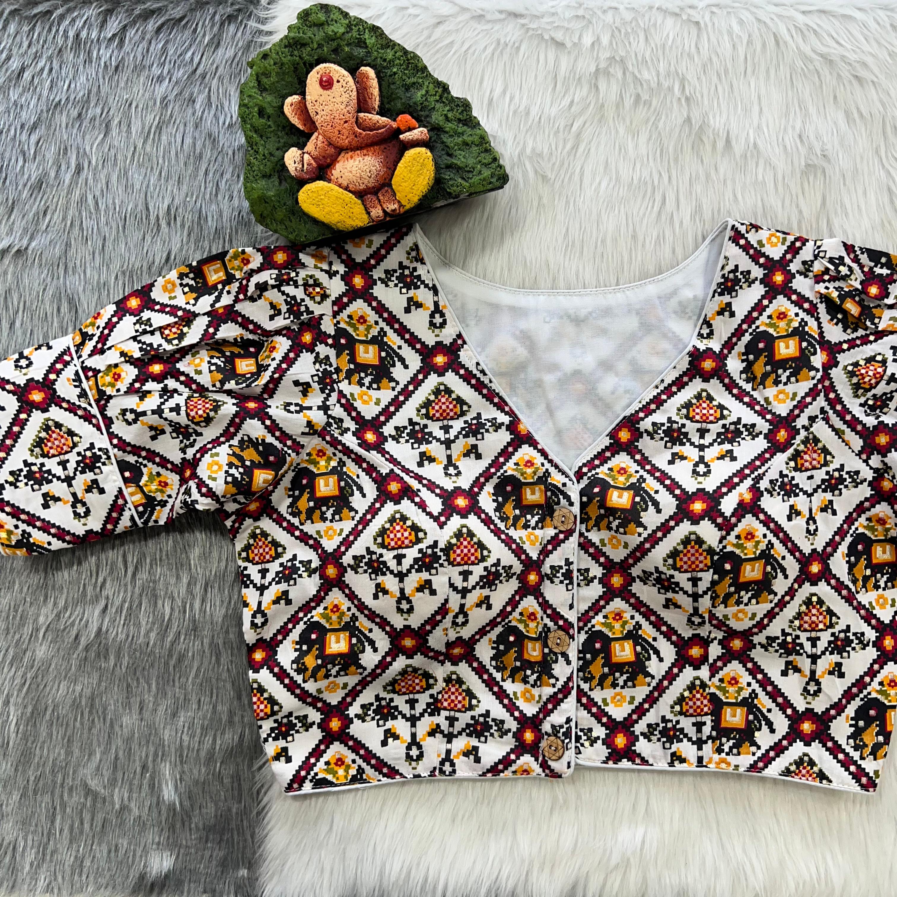 Beautiful Designer Patola Print Cotton Blouse