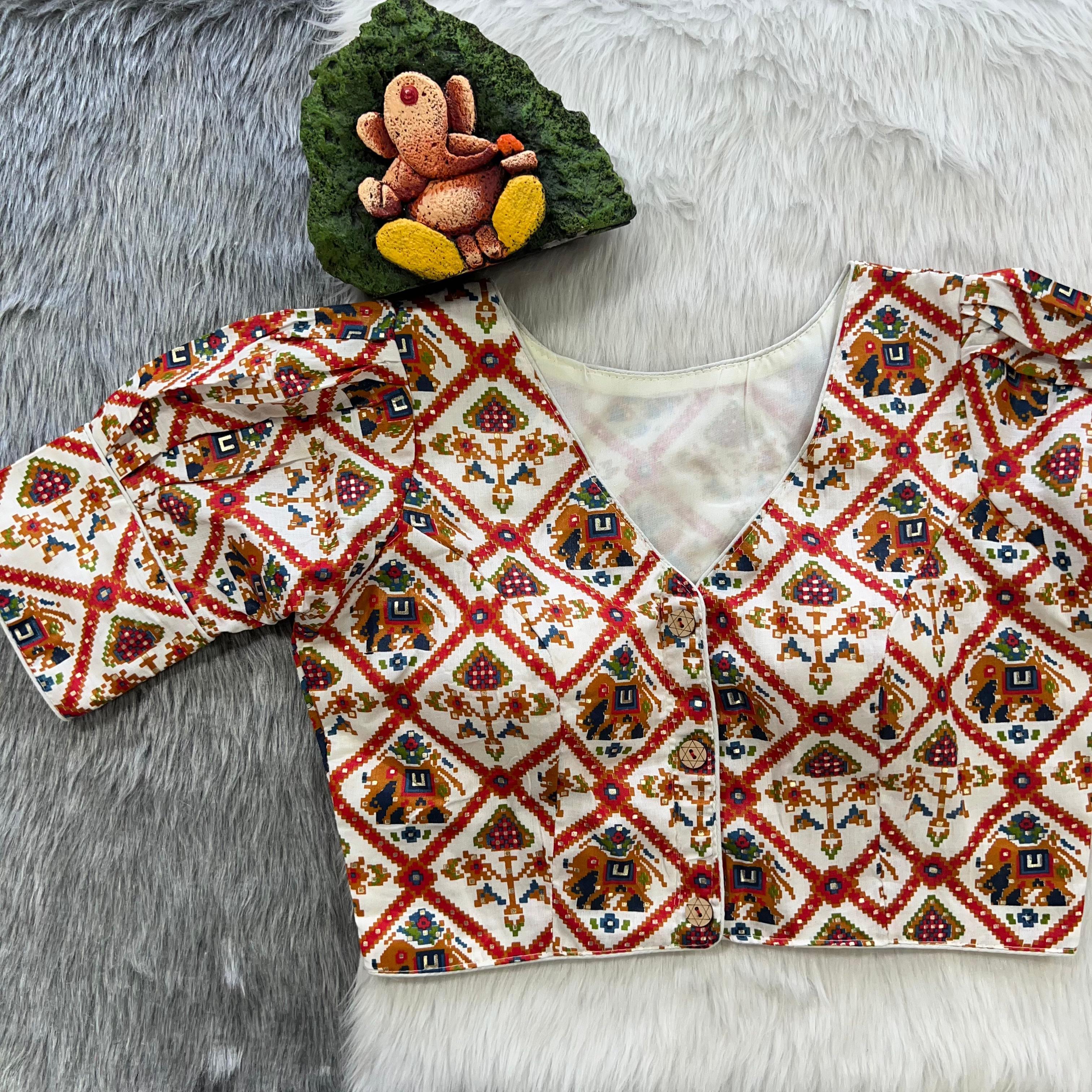 Beautiful Designer Patola Print Cotton Blouse