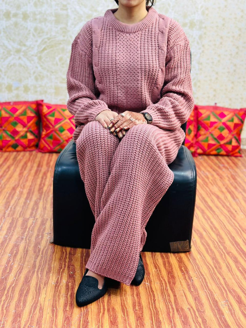 Winter Special Knitting Stitched Kurti Plazzo Dupatta