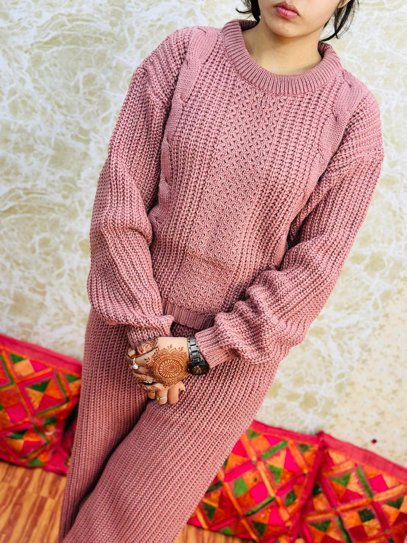 Winter Special Knitting Stitched Kurti Plazzo Dupatta