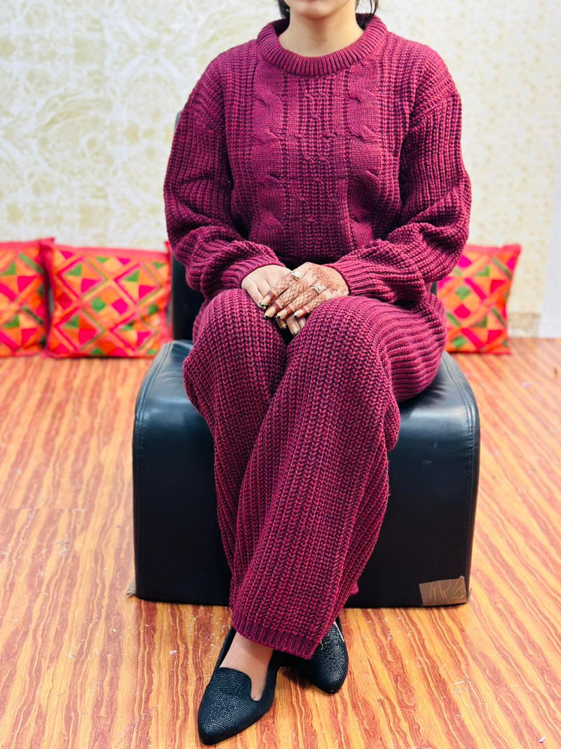 Winter Special Knitting Stitched Kurti Plazzo Dupatta