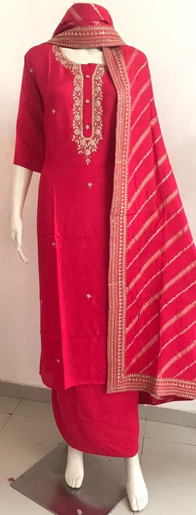 Beautiful Designer Pure Dola Silk Handwork Salwar Suit