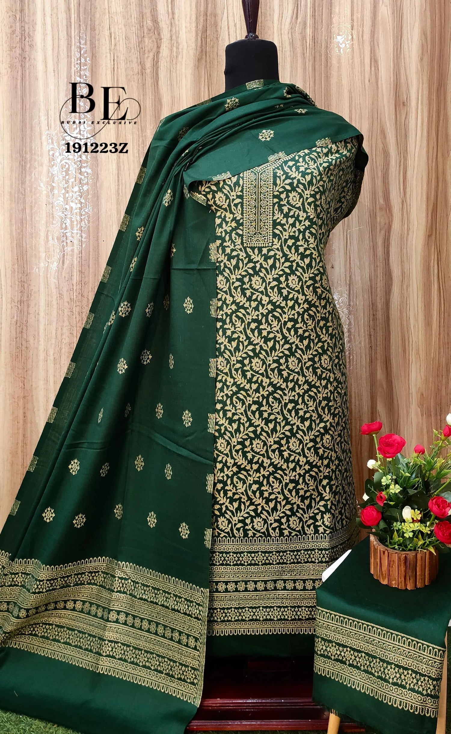 Beautiful Designer Pure Pashmina Zari Weaving Work Salwar Suit