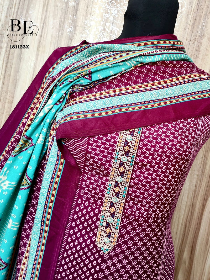 Beautiful Designer Pure Pashmina Print Salwar Suite