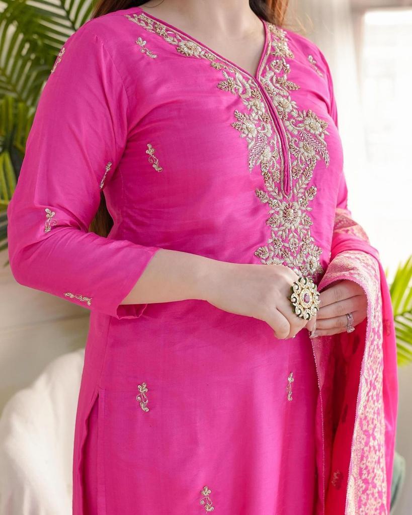 Beautiful Designer Premium Silk Handwork Salwar Suite