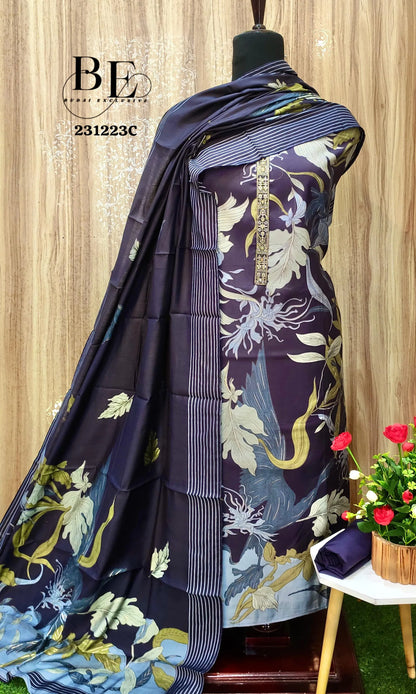 Beautiful Designer Pure Viscose Muslin Digital &amp; Foil Print Salwar Suite