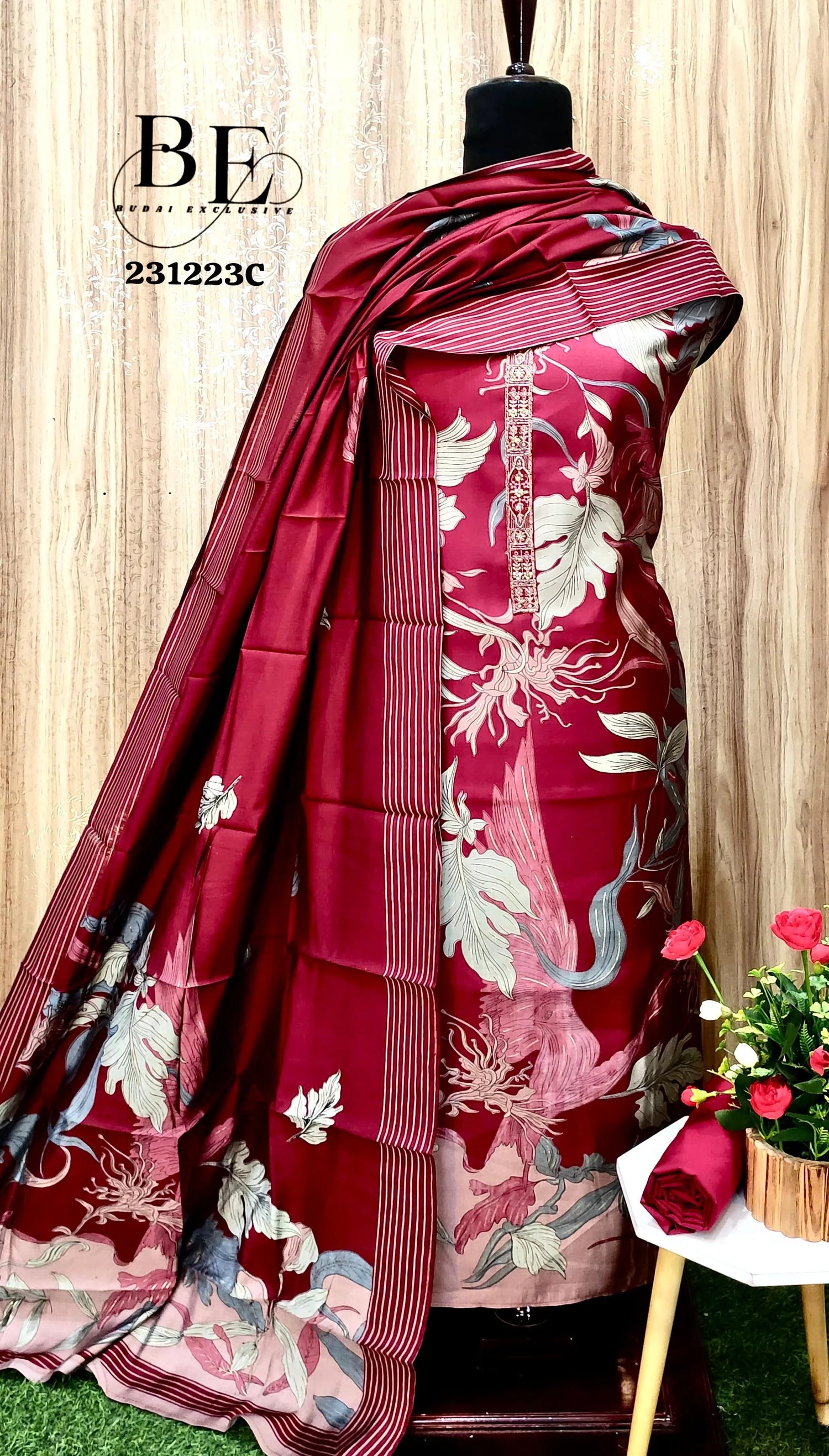 Beautiful Designer Pure Viscose Muslin Digital &amp; Foil Print Salwar Suite