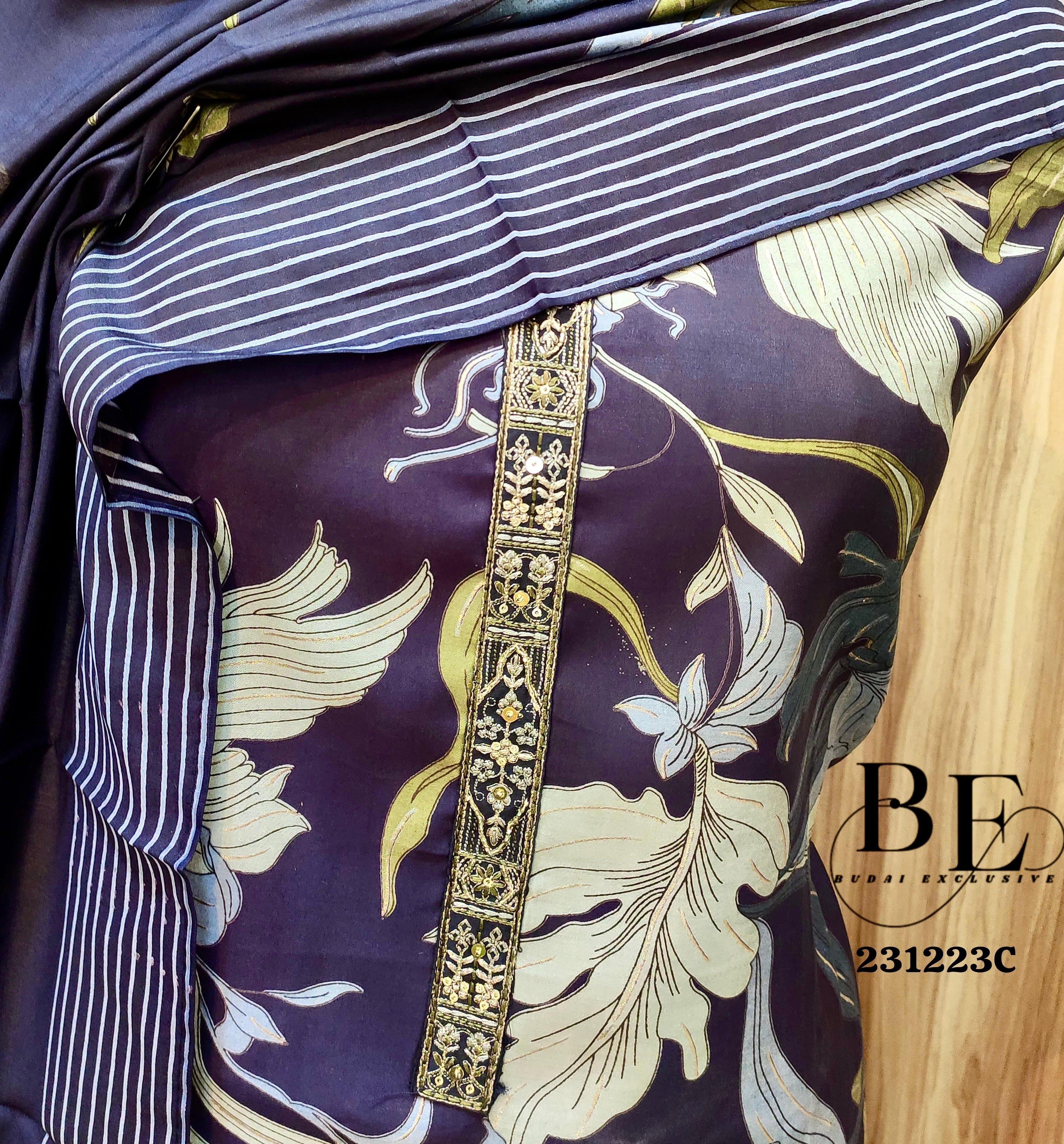 Beautiful Designer Pure Viscose Muslin Digital &amp; Foil Print Salwar Suite