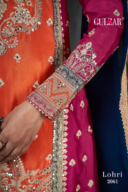 Gulzar Launch Lohri 2061-2063 Series Chinon Designer Work Salwar Suits