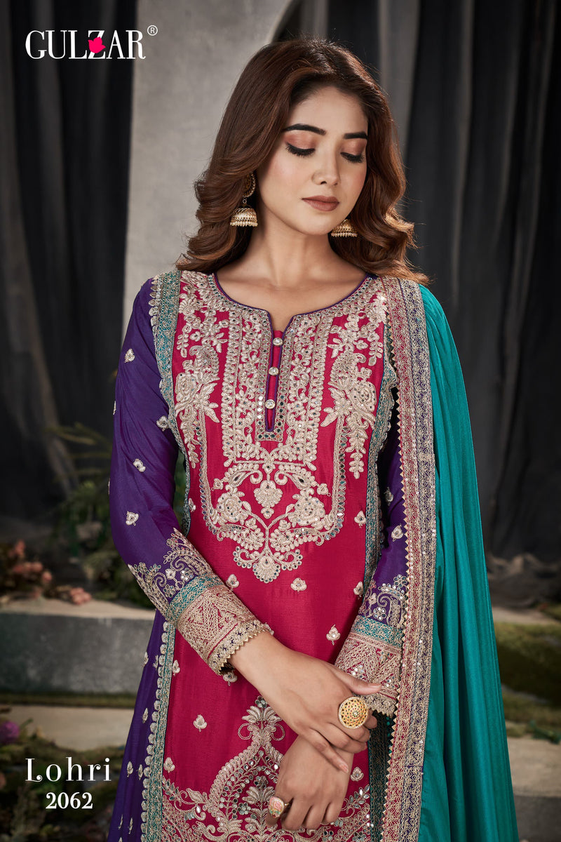 Gulzar Launch Lohri 2061-2063 Series Chinon Designer Work Salwar Suits