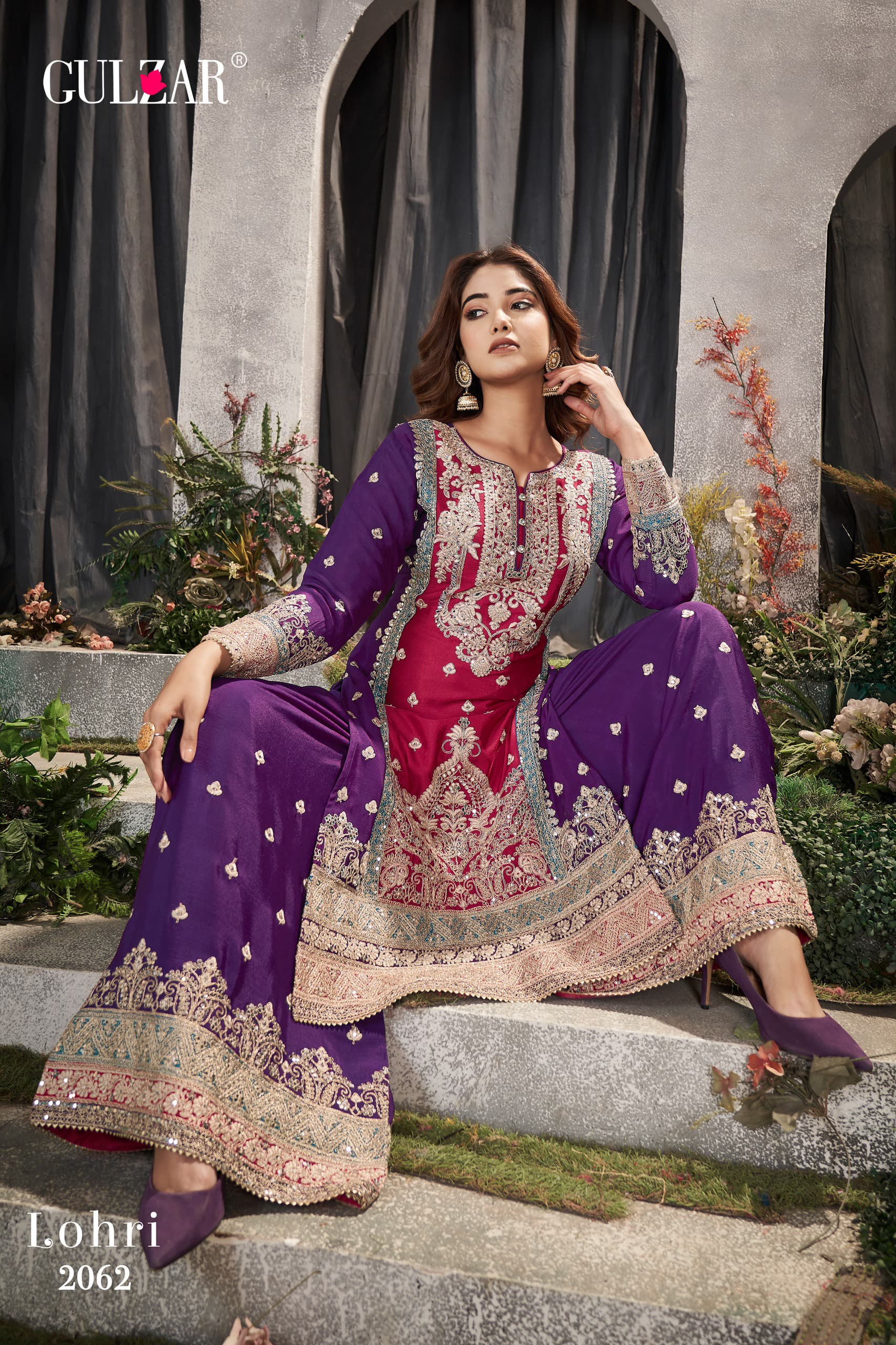 Gulzar Launch Lohri 2061-2063 Series Chinon Designer Work Salwar Suits