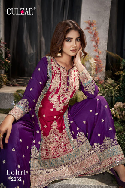 Gulzar Launch Lohri 2061-2063 Series Chinon Designer Work Salwar Suits