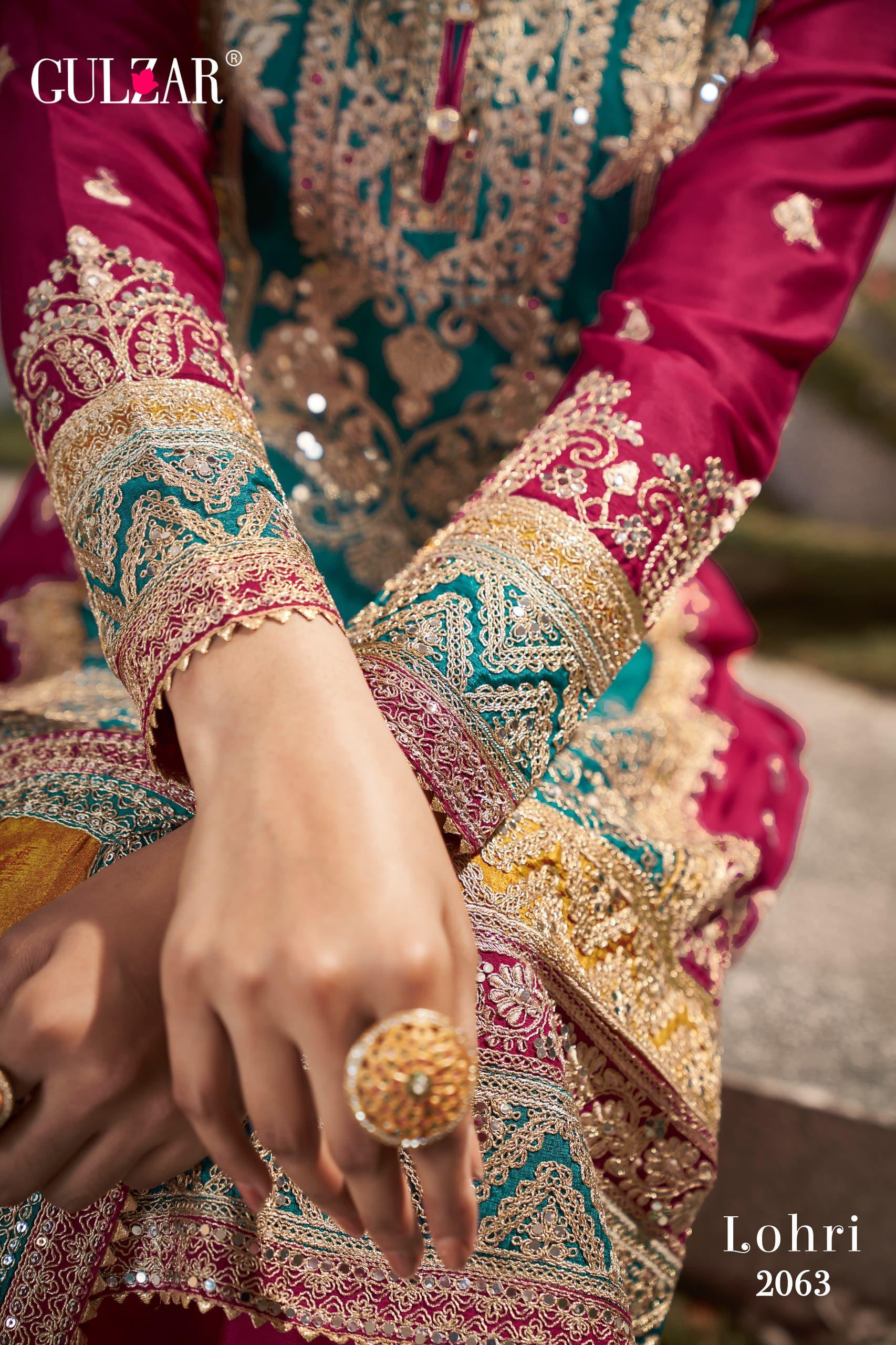 Gulzar Launch Lohri 2061-2063 Series Chinon Designer Work Salwar Suits