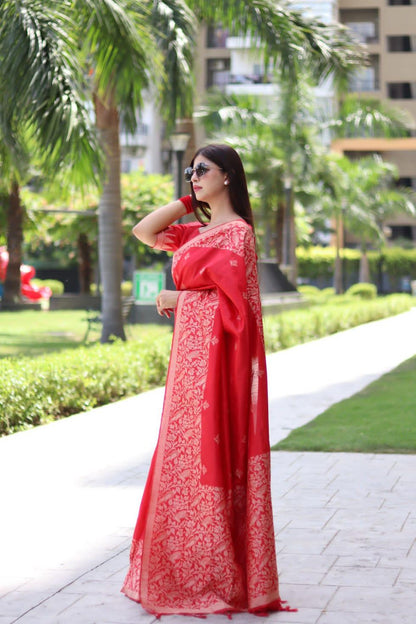 Beautiful Designer Handloom Raw Silk Saree