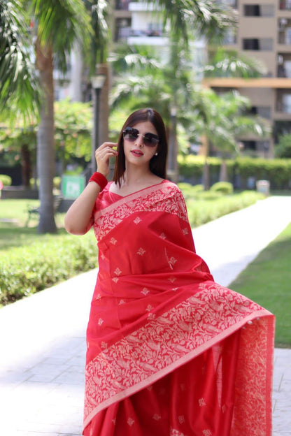 Beautiful Designer Handloom Raw Silk Saree