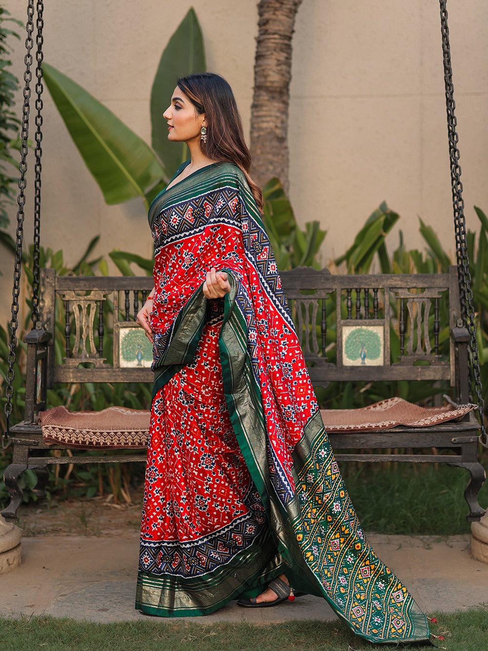 Beautiful Designer Patola With Foil Print Saree
