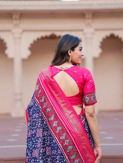 Beautiful Designer Patola With Foil Print Saree