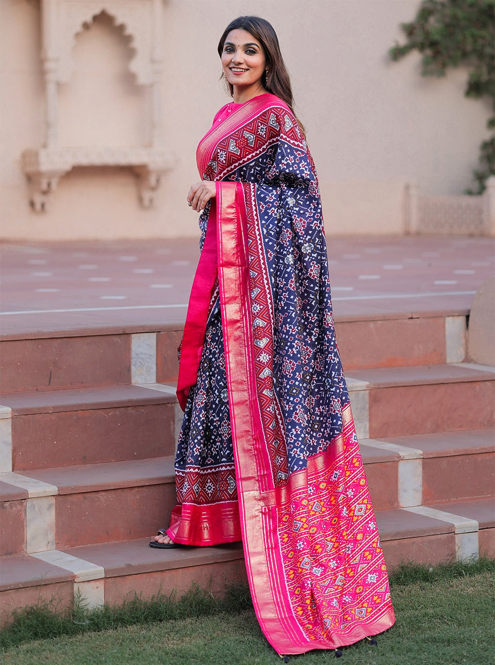 Beautiful Designer Patola With Foil Print Saree