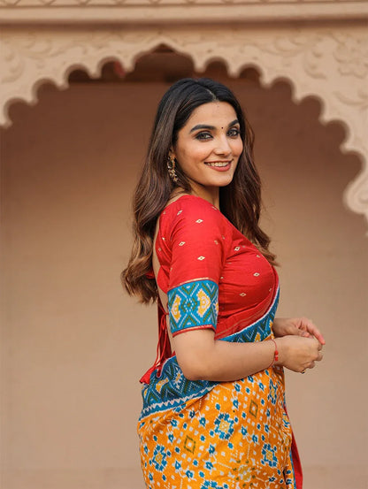 Beautiful Designer Patola With Foil Print Saree