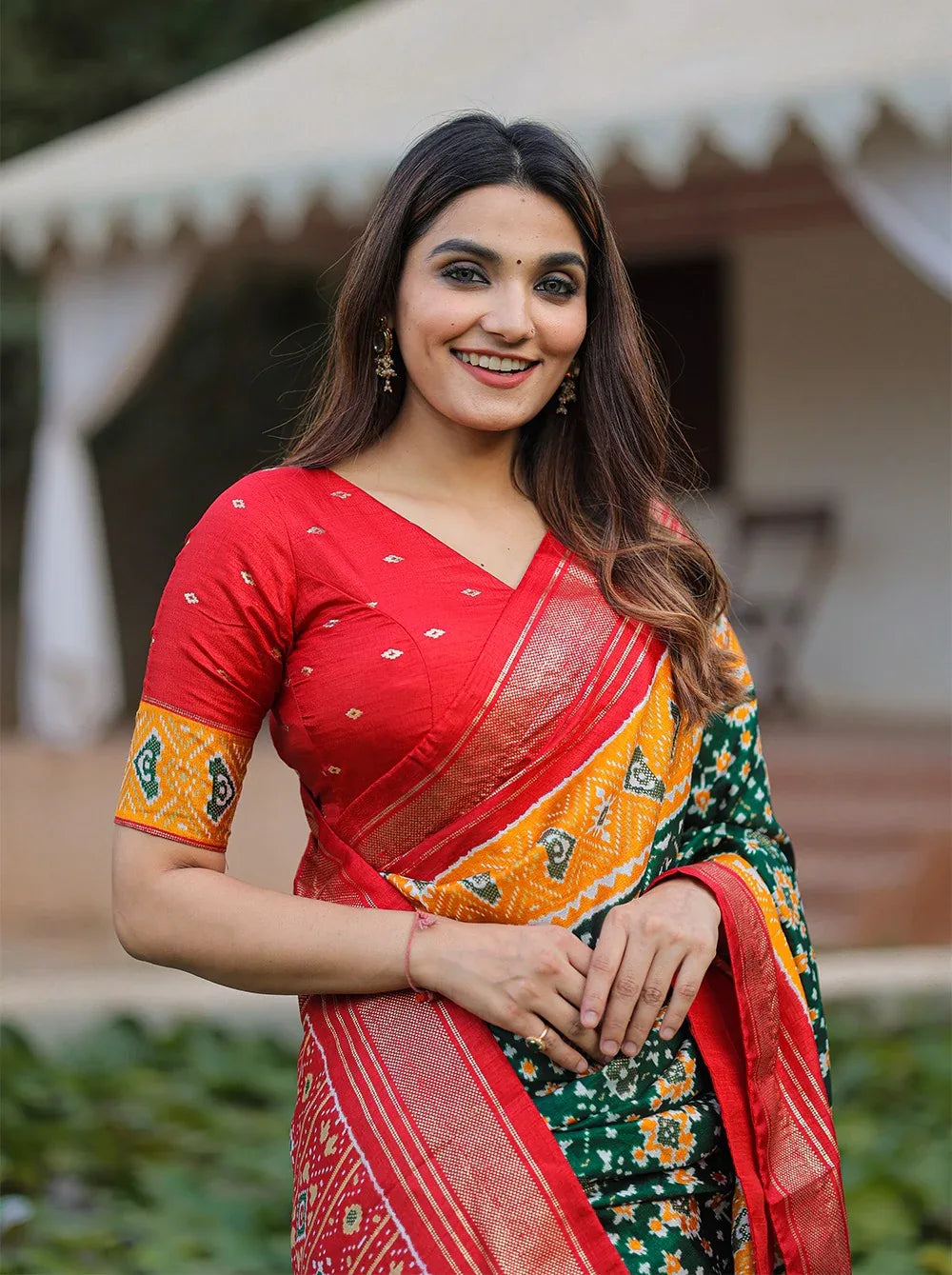 Beautiful Designer Patola With Foil Print Saree