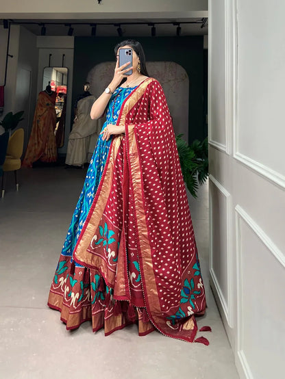 Beautiful Designer Patola Print Gown