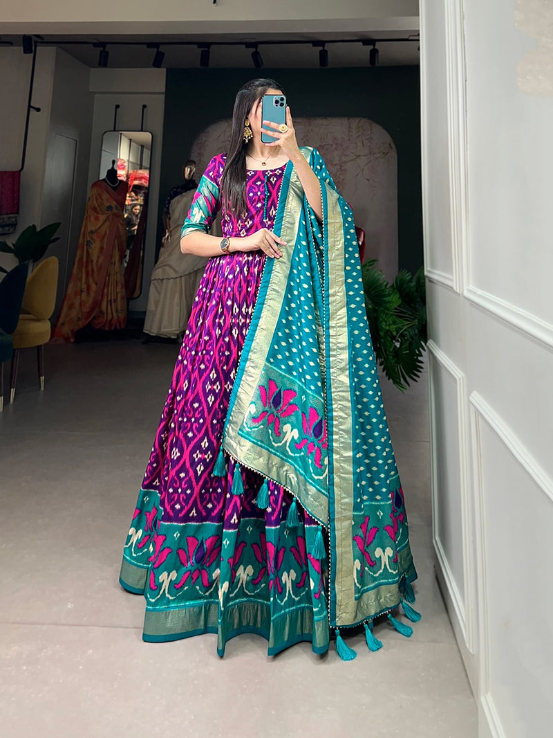Beautiful Designer Patola Print Gown