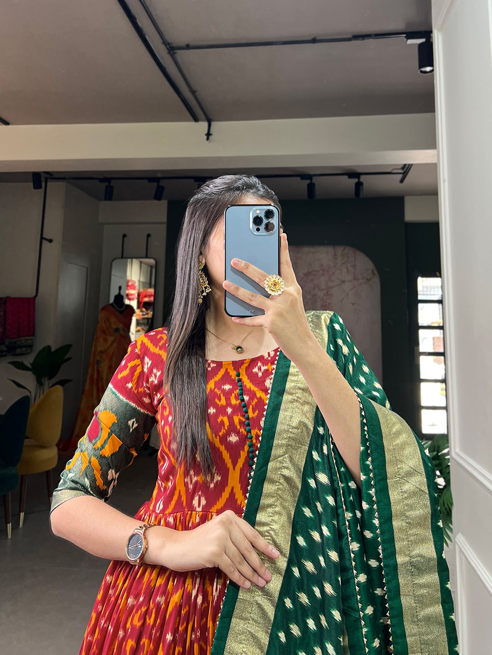 Beautiful Designer Patola Print Gown