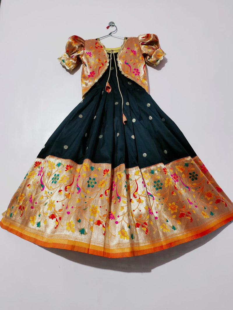 Beautiful Designer Kids Paithani Koti Gown