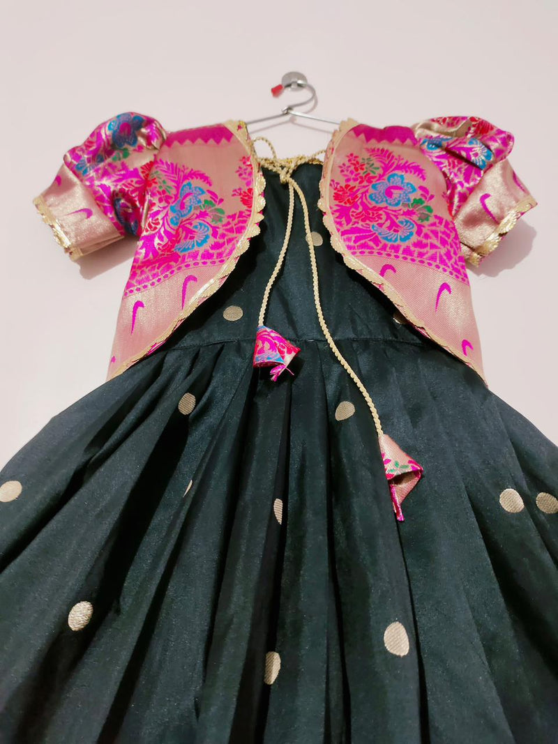 Beautiful Designer Kids Paithani Koti Gown