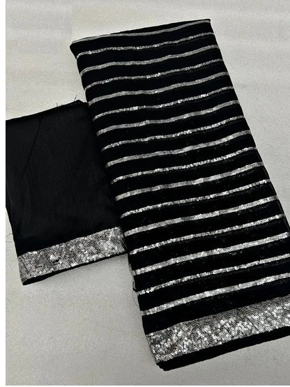Beautiful Designer Heavy Georgette Sequanc Saree Design 392