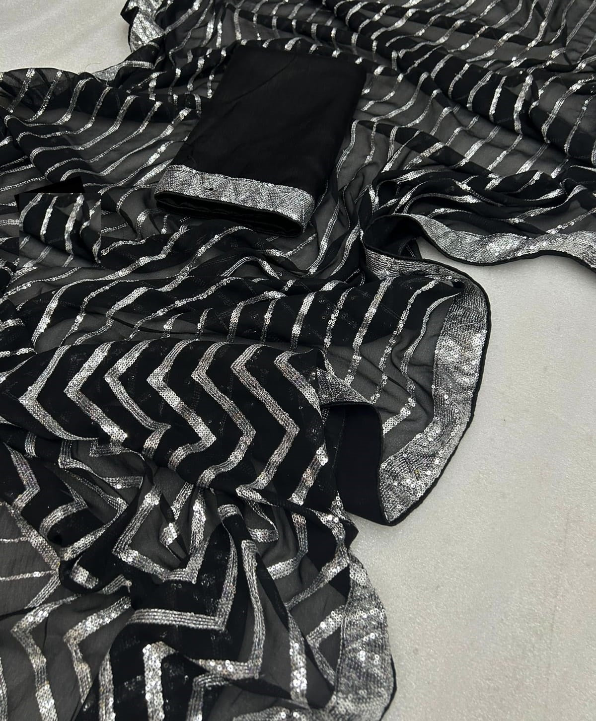 Beautiful Designer Heavy Georgette Sequanc Saree Design 392