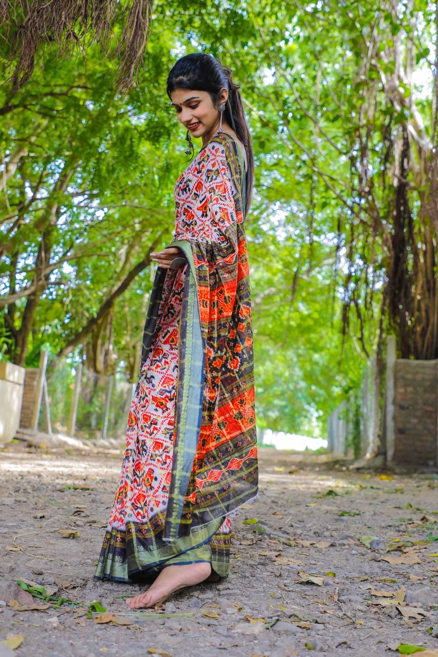 Beautiful Designer Patola Cotton Saree