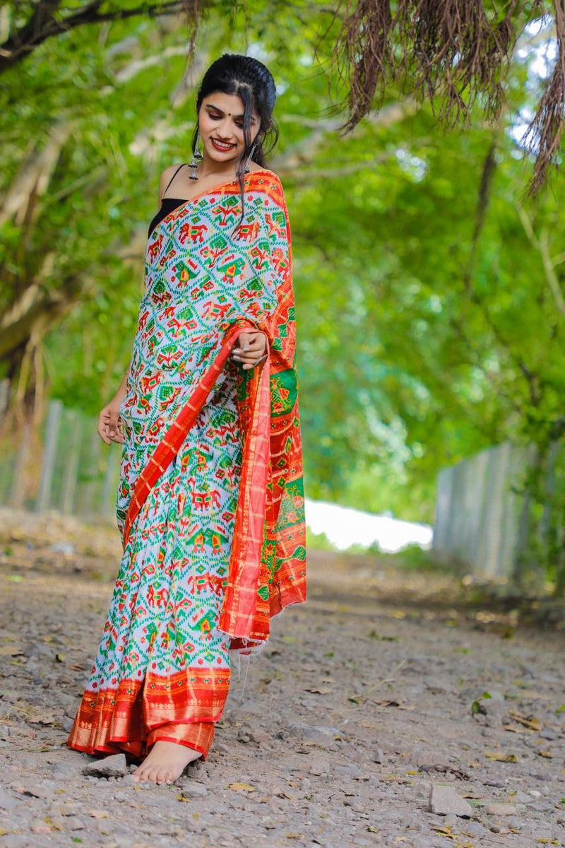 Beautiful Designer Patola Cotton Saree