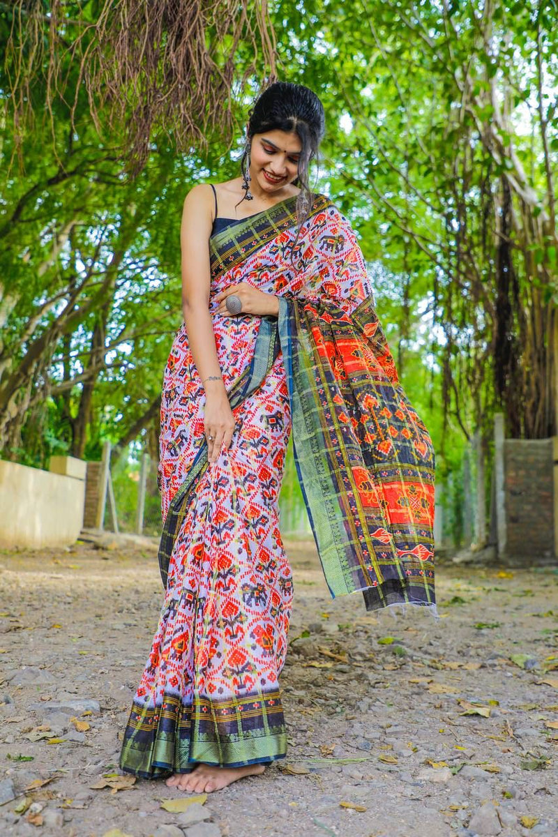 Beautiful Designer Patola Cotton Saree