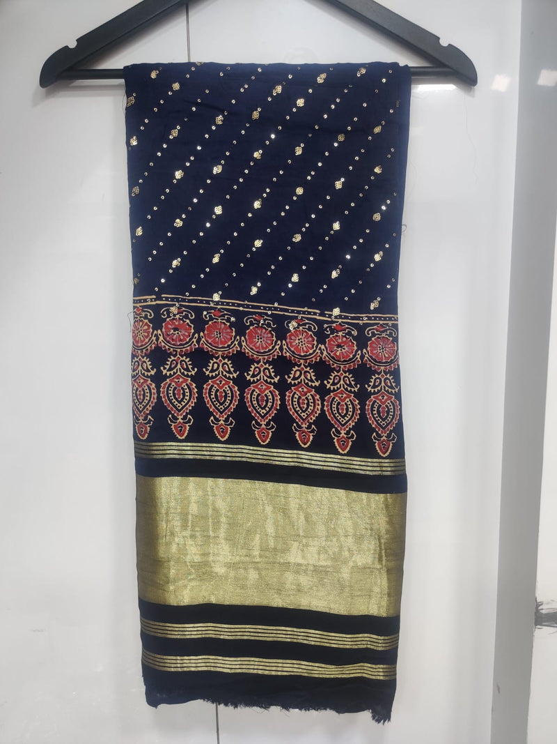 Pure Gajji Silk Ajrakh Duppatta