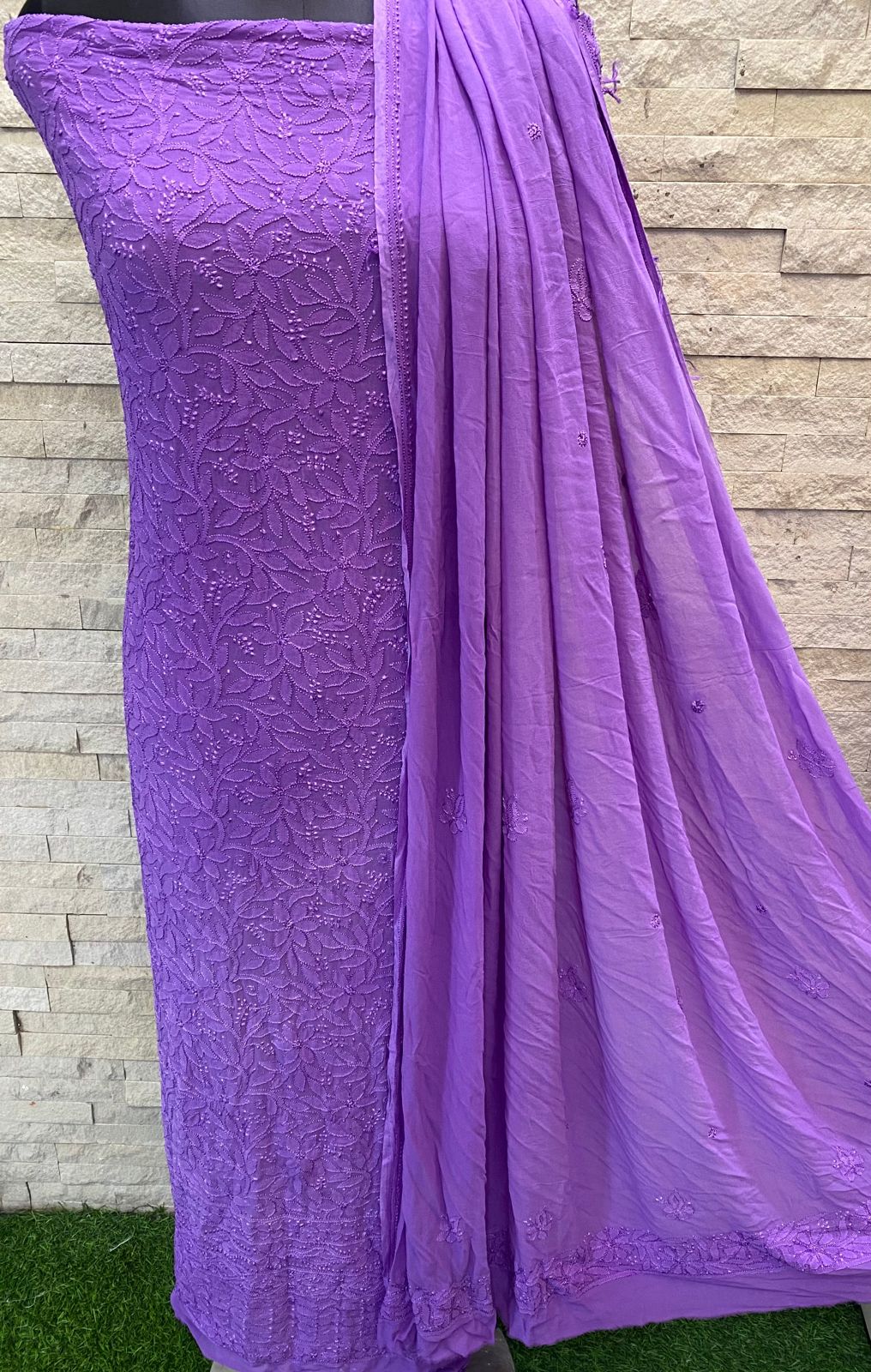 Beautiful Designer Pure Viscose Georgette Lucknowi Chikankari Suit