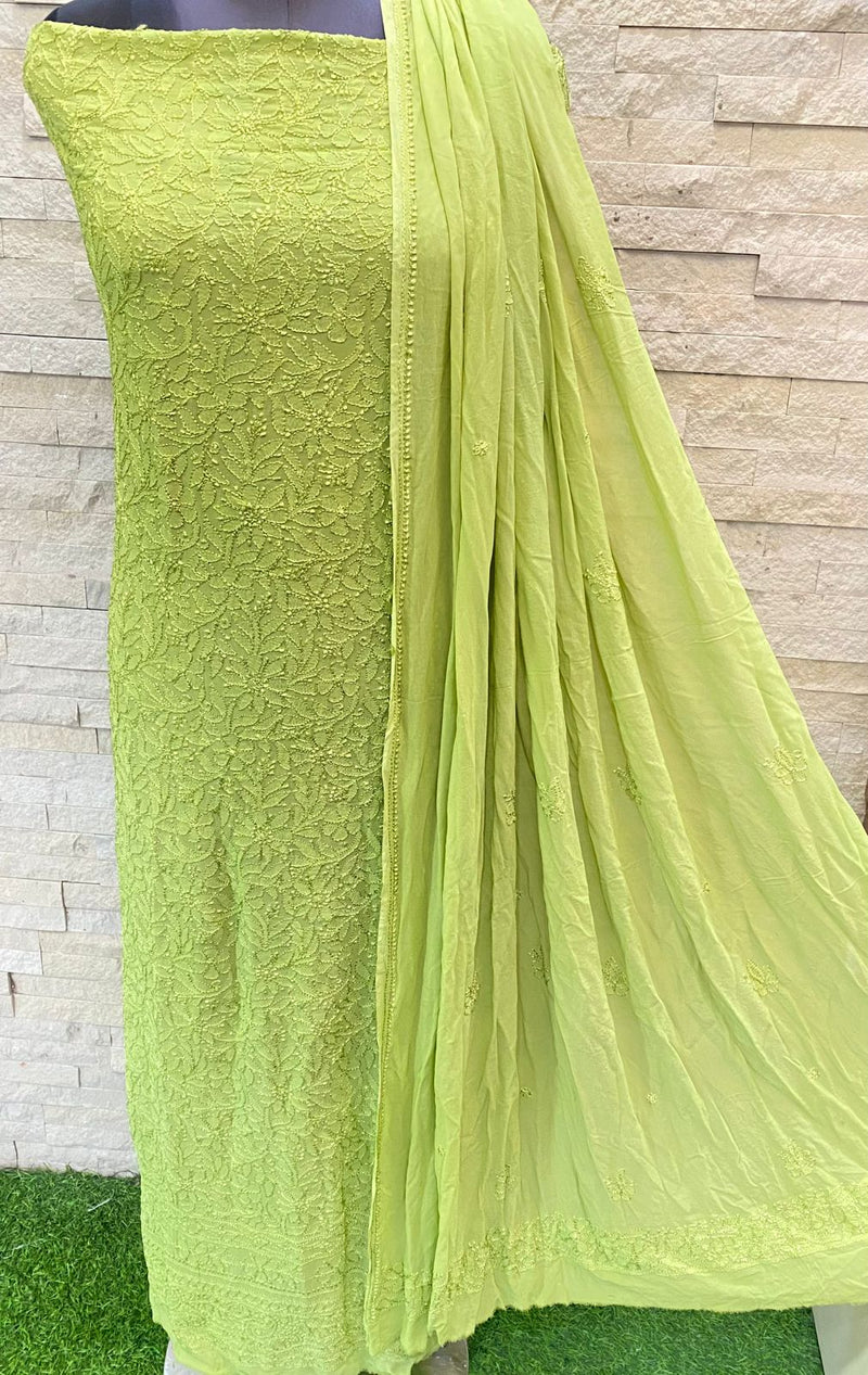 Beautiful Designer Pure Viscose Georgette Lucknowi Chikankari Suit