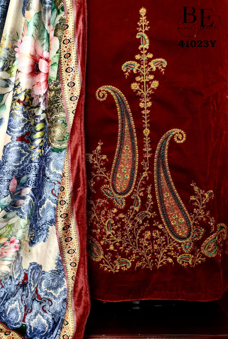 Beautiful Designer Winter Special Pure Velvet Salwar Suit